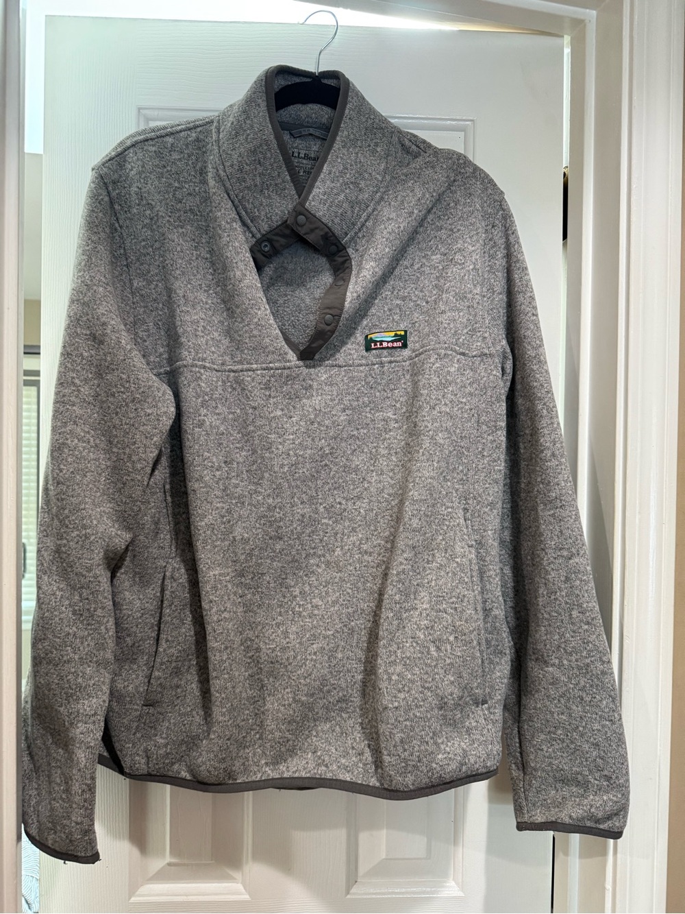 L.L. Bean Men's Heather Gray Snap-Front Fleece Pullover